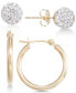 ფოტო #1 პროდუქტის 2-Pc. Set Crystal Fireball Stud and Polished Hoop Earrings in 10k Gold