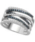 ფოტო #1 პროდუქტის Blue Diamond (1/4 ct. t.w.) & White Diamond (1/4 ct. t.w.) Multirow Statement Ring in Sterling Silver