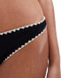 River Island textured whipstitch bikini brief in black