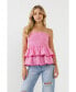 Фото #4 товара Women's Lace Smocked Knit Ruffled Tube Top