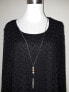JM Collection Women's Crochet Necklace Knit Top Deep Black XXL