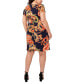 ფოტო #2 პროდუქტის Plus Size Printed Short-Sleeve Swing Dress