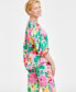 Фото #2 товара Women's 100% Linen Printed Square-Neck Top, Created for Macy's