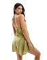 Фото #4 товара ASOS DESIGN square neck drawstring back playsuit in khaki