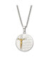 Brushed Lords Prayer Crucifix Pendant Curb Chain Necklace