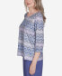 ფოტო #4 პროდუქტის Petite Worth Avenue Crew Neck Lace Textured Top with Three Quarter Sleeves