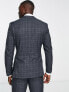 Jack & Jones Premium super slim fit check suit jacket in blue