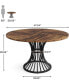 Round Dining Table for 4-6 People, 47-Inch Farmhouse Dinning Room Table Circle Kitchen Table, Industrial Dinner Table with Metal Base for Kitchen, Living Room