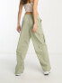 Фото #2 товара Pieces Petite exclusive toggle drawstring cargo trousers in sage