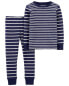 Kid 2-Piece Striped Snug Fit Cotton Pajamas 4