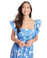 Фото #4 товара Petite Cotton Floral Ruffle-Sleeve Maxi Dress