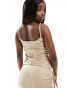 Simmi leather look ruched corset top co-ord in beige