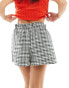 ASOS DESIGN Petite short with ruffle detail in mono gingham