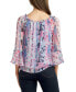 Фото #2 товара Juniors' Printed Bell-Sleeve Tie-Front Peasant Top