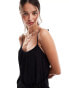 Mango rope tie waist cheesecloth jumpsuit in black