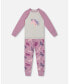 ფოტო #1 პროდუქტის Big Girls Organic Cotton Two Piece Pajama Set Mauve Printed Unicorns