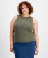 Trendy Plus Size Ribbed Boat-Neck Sweater Tank
