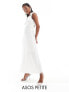 Фото #1 товара Vila Petite Bridal satin tie shoulder cami maxi dress in cream