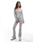 Фото #4 товара Pieces wellness mix & match lettuce edge wrap front cardigan in light grey