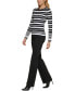 Фото #5 товара Women's Striped Logo-Cuff Crewneck Sweater