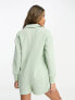 Фото #3 товара Chelsea Peers button front long sleeve romper with pocket detail in sage green