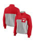 Фото #1 товара Свитшот Fanatics женский Red, Heathered Gray Wisconsin Badgers Sideline to Sideline Colorblock Quarter-Zip Jacket