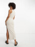 Фото #4 товара ASOS DESIGN Tall knitted racer midi dress in stone