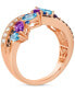 Multi-Gemstone (1-1/6 ct. t.w.) & Diamond (3/8 t. t.w.) Crossover Statement Ring in 14k Rose Gold