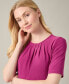 ფოტო #6 პროდუქტის Women's Crewneck Elbow-Length-Sleeve Blouse