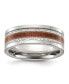 ფოტო #1 პროდუქტის Stainless Steel Wood and Imitation Meteorite Inlay Band Ring