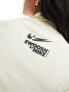 Nike mini swoosh ribbed zip through jacket in sail white