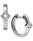 ფოტო #1 პროდუქტის White Sapphire Accent Extra Small Huggie Hoop Earrings in Sterling Silver, 0.47"