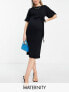 Closet London Maternity ribbed pencil midi dress in black