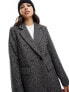 Vila double breasted wool blazer coat in grey check