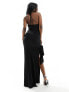 Фото #3 товара ASOS DESIGN halter maxi dress with high split tie side in black