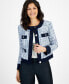 Фото #1 товара Women's Collarless Tweed Button Blazer