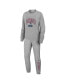 Фото #1 товара Women's Heather Gray New England Patriots Plus Size Knitted Tri-Blend Long Sleeve T-shirt and Pants Lounge Set