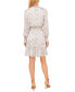 Фото #2 товара Women's Floral Tie-Neck Long Sleeve Smocked Ruffled Hem Dress