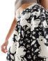 Wednesday's Girl floral print flippy mini skirt in black and cream