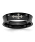 ფოტო #1 პროდუქტის Stainless Steel Black IP-plated Cross 6mm Concave Band Ring
