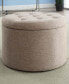 22" Faux Linen Round Shoe Storage Ottoman