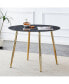 Modern Minimalist 40" Circular Dining Table, Faux Black Marble, Gold Legs