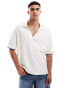 ASOS DESIGN oversized polo with revere collar in cream Kokosnussmilch, XS - Chest 36 - фото #1