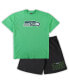 Фото #1 товара Men's Neon Green, Heathered Charcoal Seattle Seahawks Big and Tall T-shirt and Shorts Set