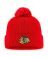 ფოტო #1 პროდუქტის Men's Red Chicago Blackhawks Core Primary Logo Cuffed Knit Hat with Pom
