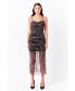 Фото #1 товара Women's Ruched Mesh Asymmetrical Midi Dress