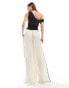 Lioness satin contrast pipping wide leg trousers in ivory