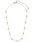 Фото #2 товара Lucky Brand gold-Tone Imitation Pearl Daisy Station Necklace, 16" + 3" extender