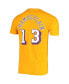 Men's Wilt Chamberlain Gold Los Angeles Lakers Hardwood Classics Stitch Name and Number T-shirt