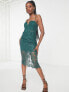 Фото #1 товара Love Triangle lace midi dress in dark forest green